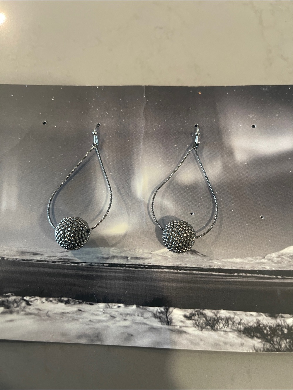 Black Crystal Ball Drop Earrings - Women Jewelry